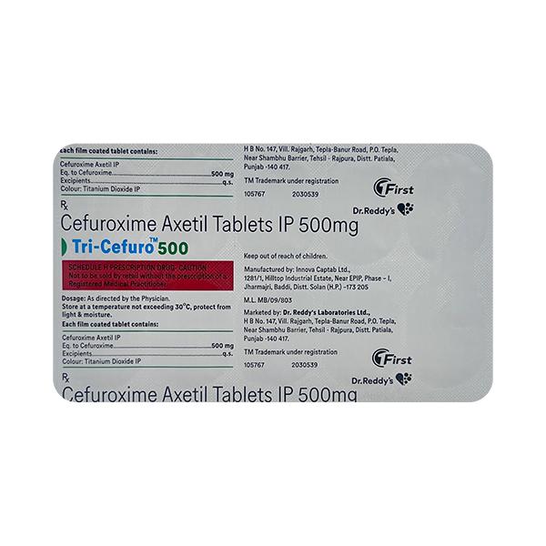 TRI CEFURO 500 Tablet 10's - Bacterial Infections-Cep