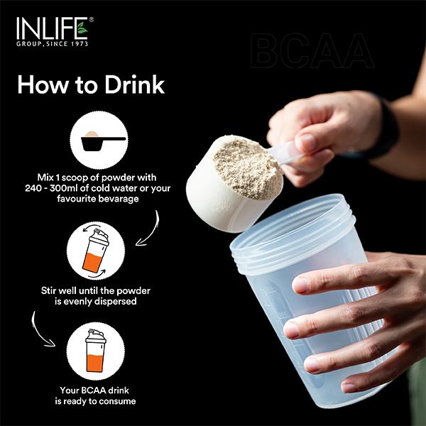 INLIFE BCAA Powder Orange Flavor 450 gm - Bcaa Supplements
