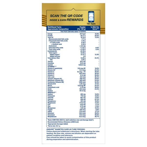 Ensure Diabetes Care Specialized Nutrition Drink Refill - Chocolate Flavour 950 g - Diabetes (Fitness)