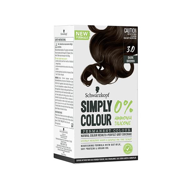 Schwarzkopf Simply Colour Permanent Hair Colour For 100% Grey Coverage - 3.00 Dark Brown 142.5ml - Crème