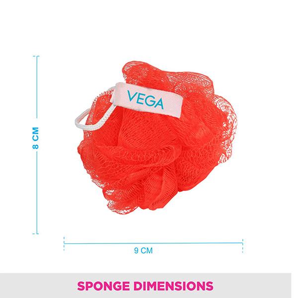 Vega Mini Sponge Loofah, Red and White, (VC2BA-3/12) 2's - Body Scrubbers & Brushes