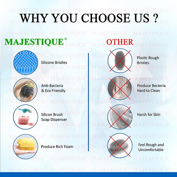 Majestique Bath Silicone Shower Scrubber, Suitable for All Skin Silicone Loofah - Multicolor 1's - Others