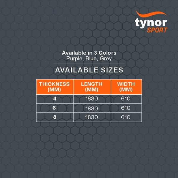 Tynor Yoga Mat TPE - Purple (8 mm) 1's - Gym Accessories