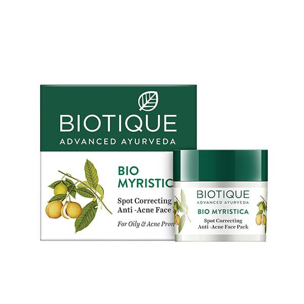 Netmeds | Biotique Bio Myristica Spot Correcting Anti-Acne Face Pack 20 gm
