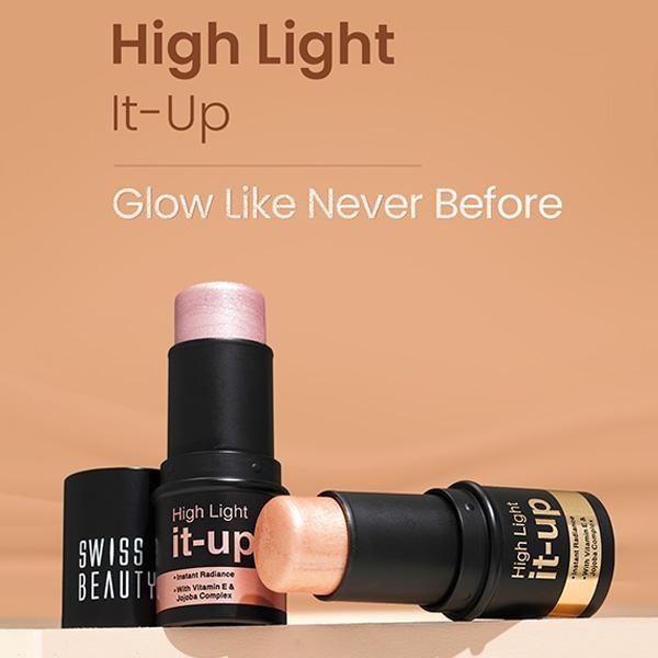 Swiss Beauty High Light It-Up Highlighter, with Vitamin E & Jojoba Complex 2-Golden Hour 8 gm - Highlighters & Illuminators
