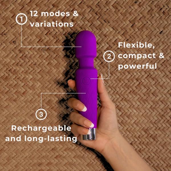 Libertee Body Massager Rechargeable 12 Modes Violet 1's - Massagers And Vibrators