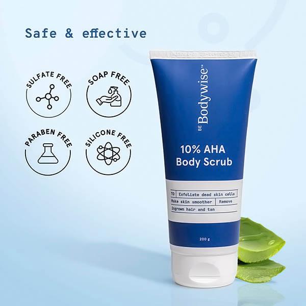 Be Bodywise 10% Aha Body Scrub For Even Skin Texture 200 gm - Scrubs & Exfoliants