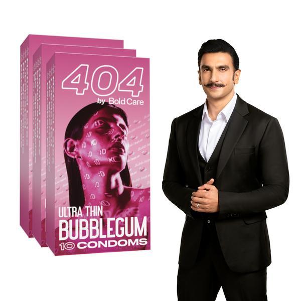 Netmeds | Bold Care 404 by Bold Care Ultra Thin - Bubblegum Flavored Condoms (Pack of 3 x 10)