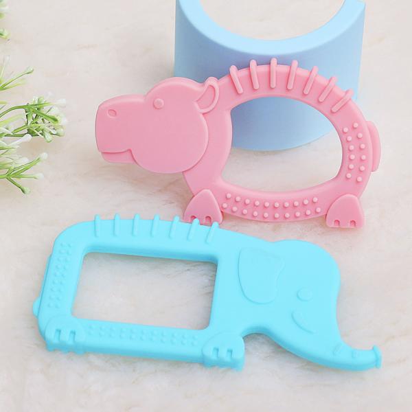 Netmeds | R for Rabbit Tiny Bites Safari Silicone Teether -Blue, Pink (Pack of 2) 1's