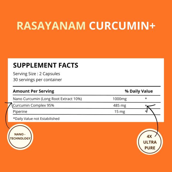Rasayanam Curcumin+ 1500 MG Capsules 60's - Herbal Dietary Supplement