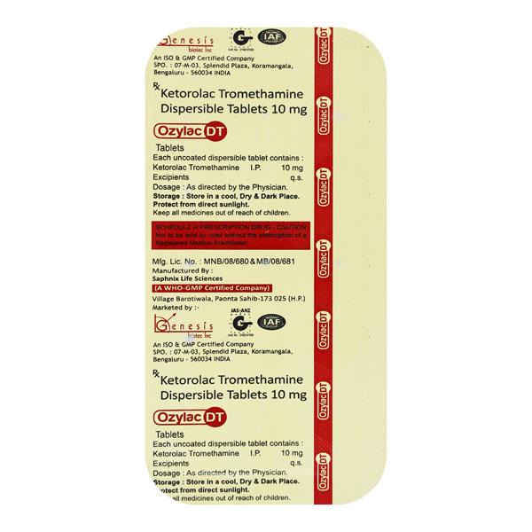 OZYLAC DT Tablet 15's - Pain relief-Nsa