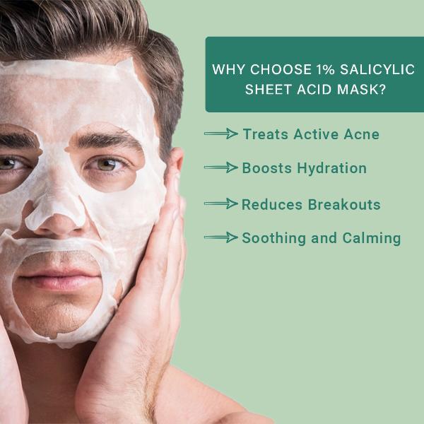 Mancode 1% Salicylic Acid Facial Sheet Mask For All Skin Types 25 gm - Face Mask