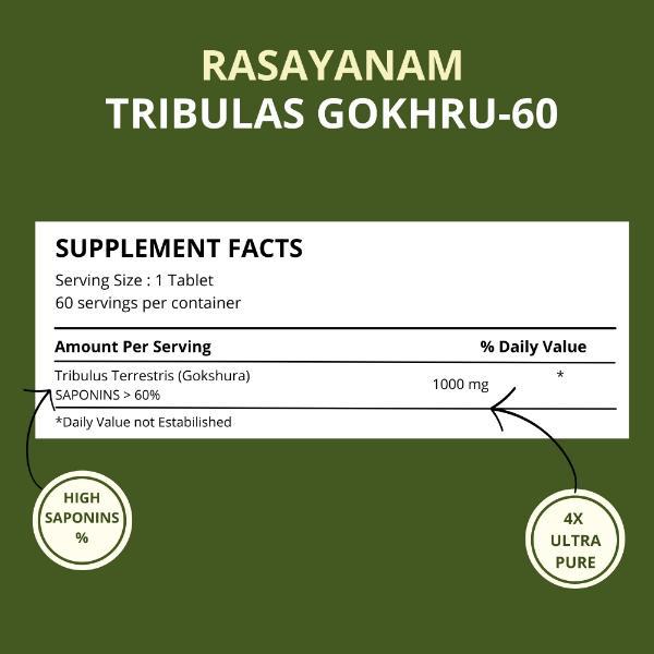 Rasayanam Tribulas Gokhru-60 1000 MG Tablets 60's - Workout Essentials