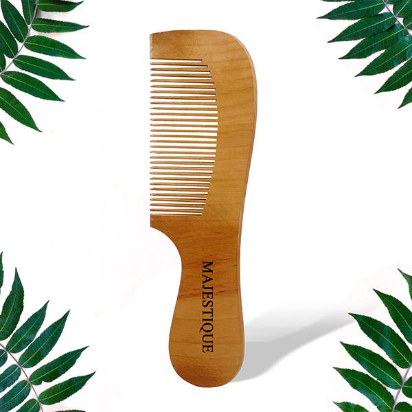 Netmeds | Majestique Wooden Hair Comb With Handle, Anti-Static and No Snag for Men and Women 1's
