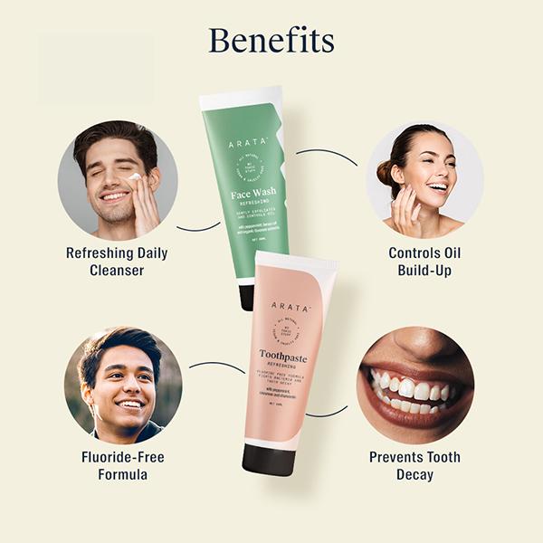 Arata Natural Face Wash and Toothpaste Combo 50ml each 1's - Face Washes