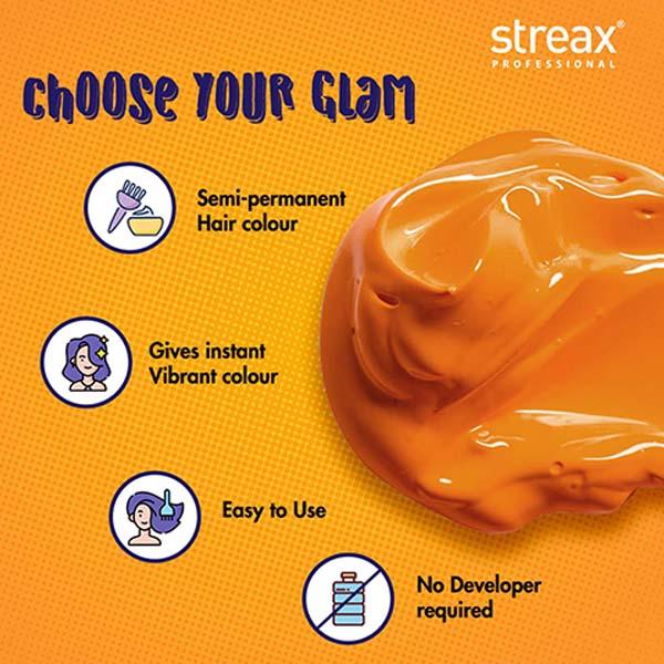 Streax Professional Hold & Play Funky Colours - Oomphy Orange Hair Colour 100 gm - Crème