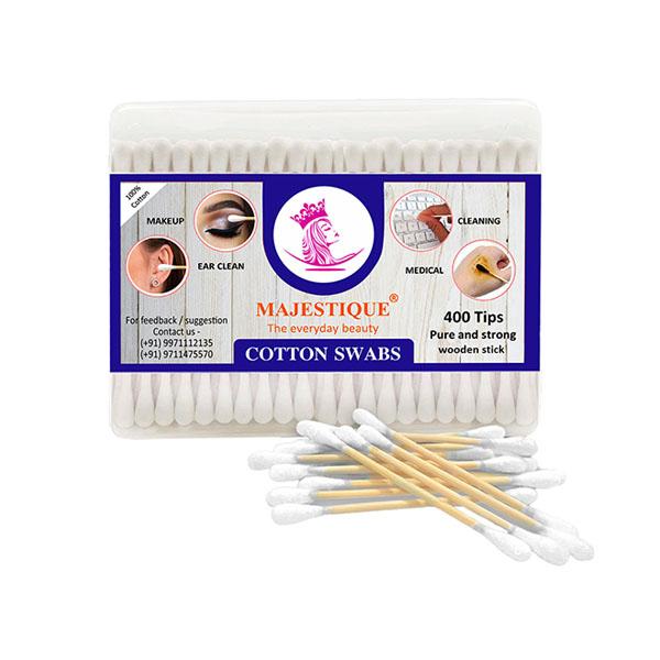 Netmeds | Majestique Natural Cotton Buds Cruelty-Free Cotton Swabs, Gentle On Face, Ear Cleaning, Makeup Cotton Swabs 80gm 1's