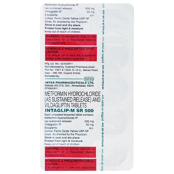 INTAGLIP M SR 500 Tablet 10's - Diabetes-Ant