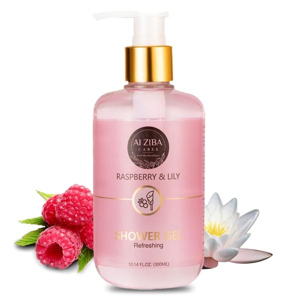 Alziba Cares Shower Gel - Raspberry & Lily 300 ml - Shower Gels & Body Wash