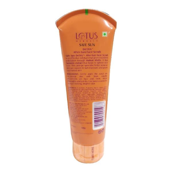 Lotus Herbals Safe Sun Detan Face Scrub - Walnut & Turmeric 100 gm - Scrubs & Exfoliants
