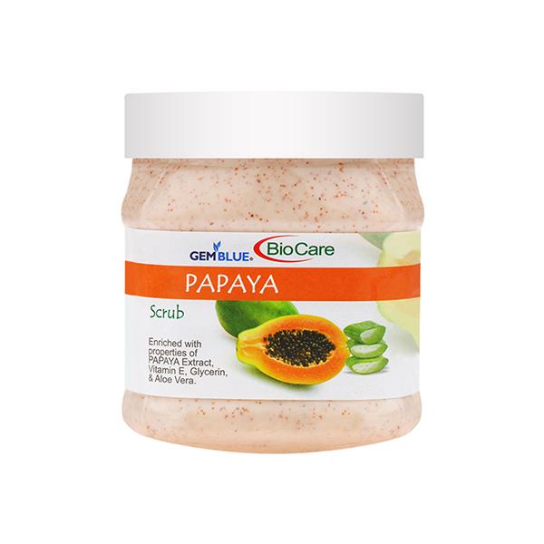 Gemblue Biocare Papaya Face and Body Scrub 500 ml - Scrubs & Exfoliants