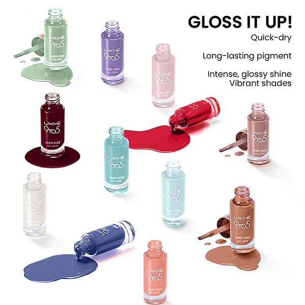 Lakme 9 to 5 Primer + Gloss Nail Colour Nude Warmth 6 ml - Nail Polish