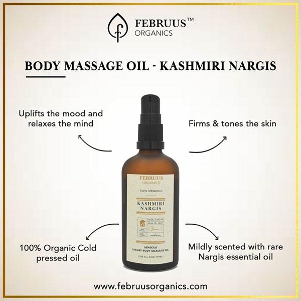 Februus Organics Sensous Luxury Body Massage Oil - Kashmiri Nargis 100 ml - Massage Oils