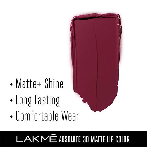 Lakme Unreal 3D Slim Bullet, Matte Finish, Wine Whisper, 3.6gm - Lipsticks