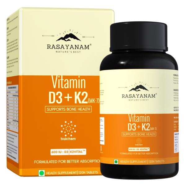 Rasayanam Vitamin D3 K2 (MK-7) Tablets 120's - Speciality Medicines