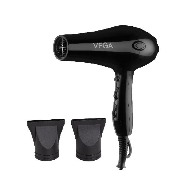 Netmeds | Vega Pro Touch 2000W For Women & Men With Cool Shot Button, 2 Heat/2 Speed Settings & 2 Nozzles (Vhdp-02)