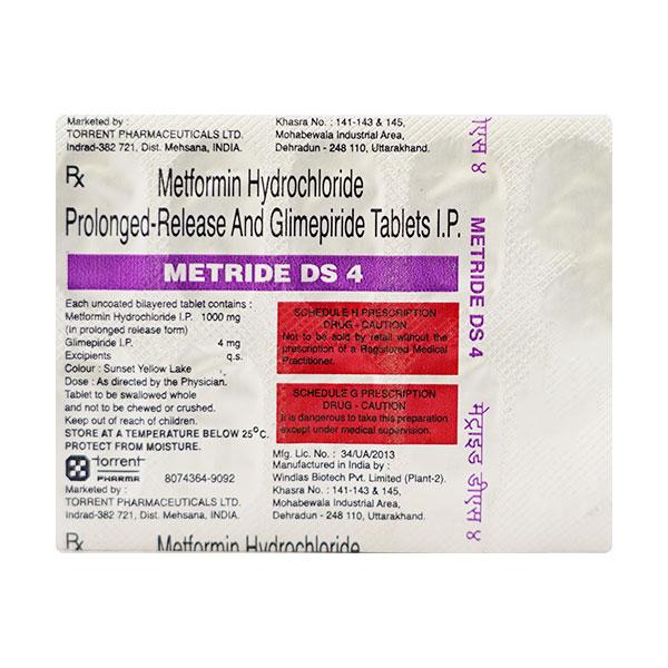 METRIDE DS 4 Tablet 10's - Diabetes-Ant