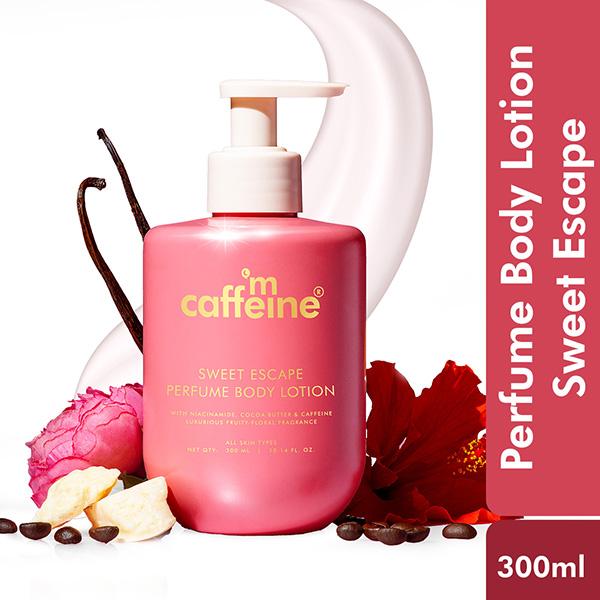 Netmeds | Mcaffeine Sweet Escape Perfume Body Lotion With Niacinamide and Cocoa Butter, Fruity-Floral Fragrance 300 ml