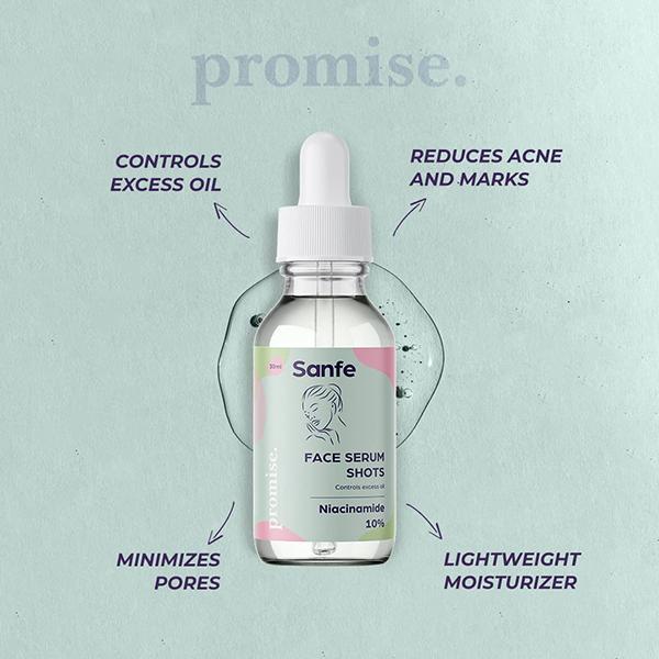 Sanfe Promise Face Serum Shots Niacinamide 10 Percent + Zinc 30 ml - Face Serum