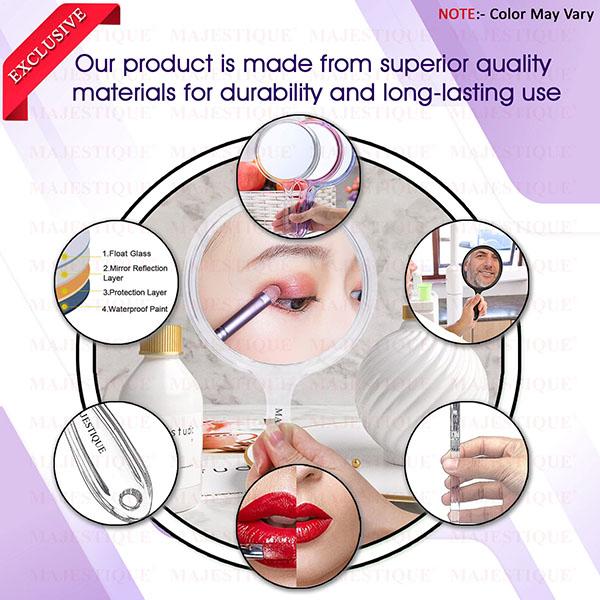Majestique Dual Side Extra Large Handheld Mirror, 1X/10X Magnifying Mirror - Multicolor 1's - Mirror