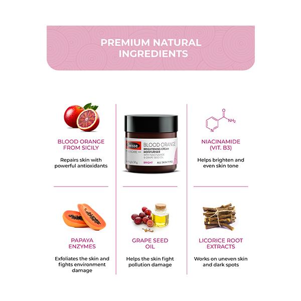 Swisse Skincare Blood Orange Brightening Cream Moisturiser 50 gm - Face Creams