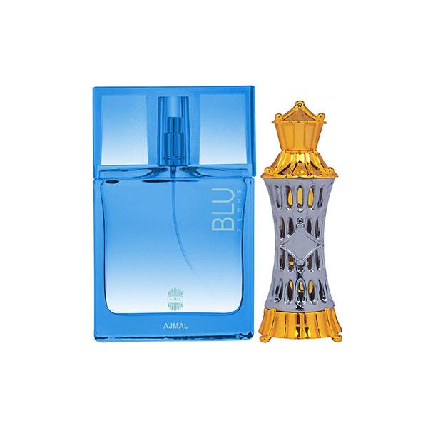 Ajmal Blu Femme EDP Floral Woody Perfume And Mizyaan Concentrated Perfume Oil Oriental Musky 64 ml - Perfumes (Edt/Edp)