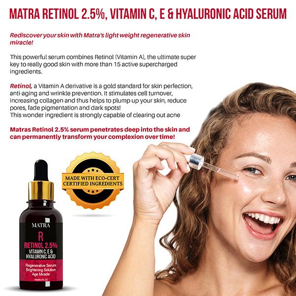 Matra Retinol 2.5%, Vitamin C, E & Hyaluronic Acid Serum 15 ml - Face Serum