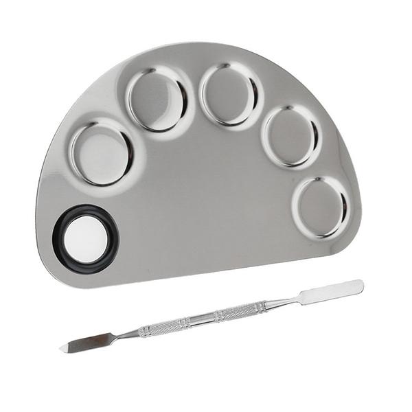 Netmeds | Bronson Professional Stainless Steel Makeup Mixing Blending Palette With Spatula 1's