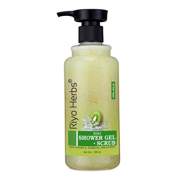 Riyo Herbs Kiwi Shower Gel + Scrub - Kiwi Vitamin E Jojoba Oil 300 ml