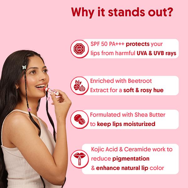Aravi Organic Lip Glowy Balm with SPF 50 PA Plus Kojic Acid and Ceramide for Lip Brightening  5 gm - Lip Balms