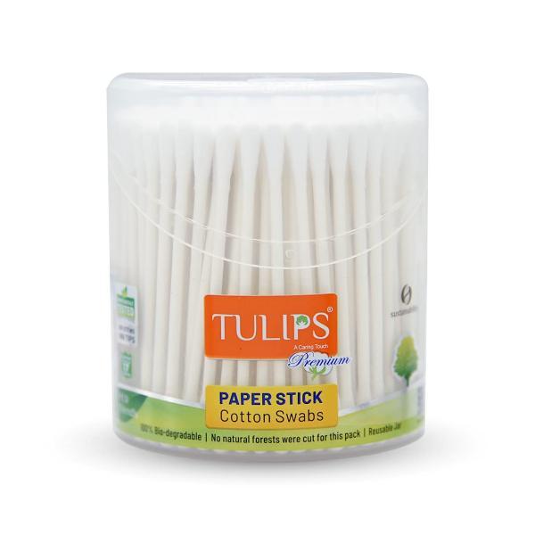 Tulips Premium Paper Stick Cotton Buds - Jar 200's - Cotton Buds & Balls