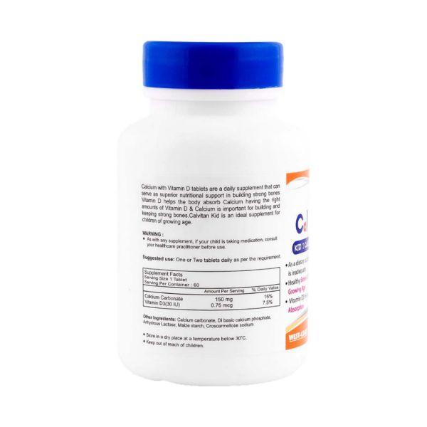 HealthVit Calvitan-KID Kid's Calcium 150mg, Vitamin D3 30IU- Tablets 2's - Multi-Vitamins
