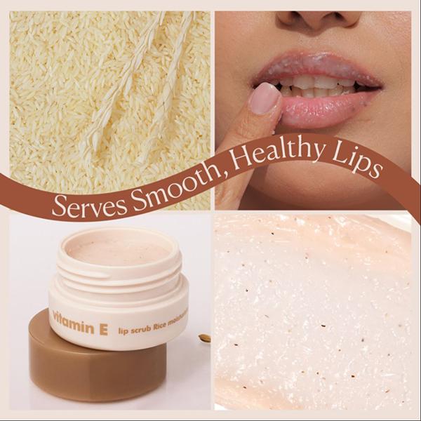 The Face Shop Vitamin E Gentle Exfoliating Lip Scrub with Korean Rice for Soft, Smooth, Glowy Lips 14 gm - Lip Scrubs