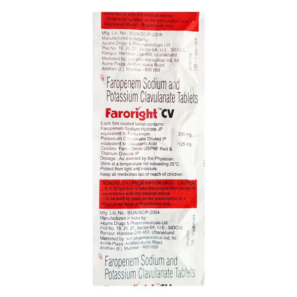FARORIGHT CV Tablet 6's - Bacterial Infections-OBL