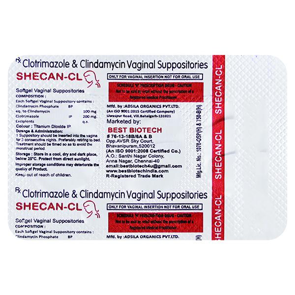 SHECAN CL VAGINAL Suppositories 3's - Vaginal Conditions-Ant