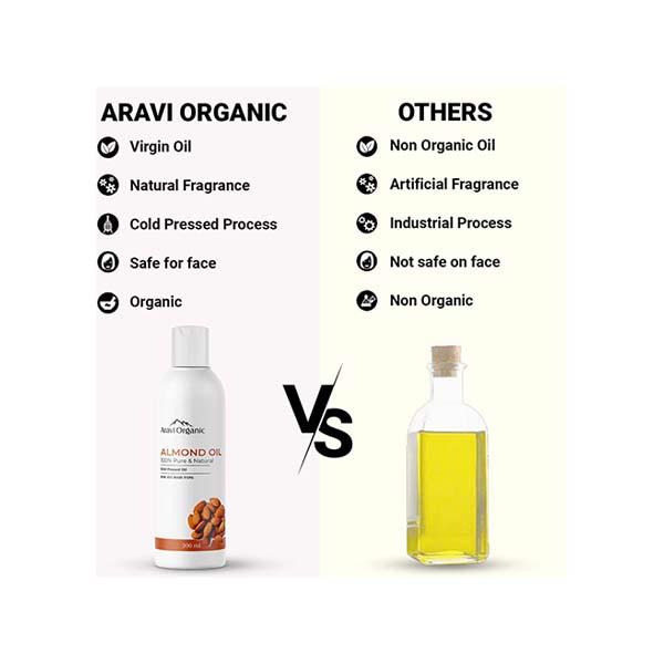 Aravi Organic 100% Pure and Natural Cold Pressed Almond Carrier Hair Oil 200 ml - Hair Oils