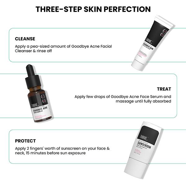 ThriveCo Acne-Free Sun Defense Kit (Anti-Acne Serum + Face Wash + SPF 50 PA++++ Sunscreen) 1's - Facial Kits