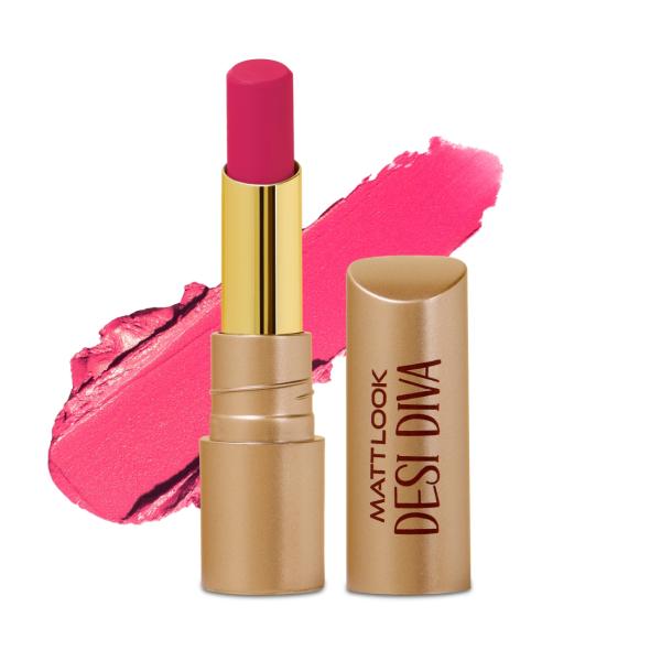 Matt Look Desi Diva HD Matte Lipstick With Hydrating Formula & Hyaluronic Acid, Bold Magenta-08 3.8 gm - Lipsticks