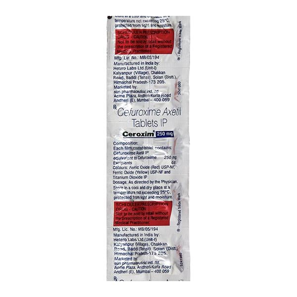 Ceroxim 250mg Tablet 10'S - Bacterial Infections-Cep