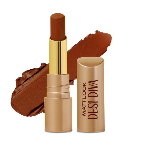 Netmeds | Matt Look Desi Diva HD Matte Lipstick With Hydrating Formula & Hyaluronic Acid, Dark Chocolate-17 3.8 gm